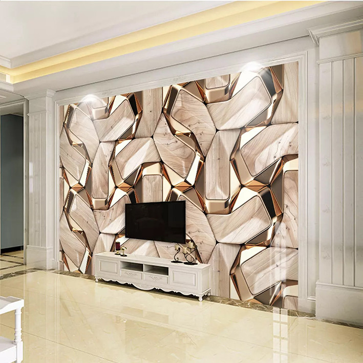 پوستر دیواری سه بعدی مدل هندسی طلایی DRVF1064