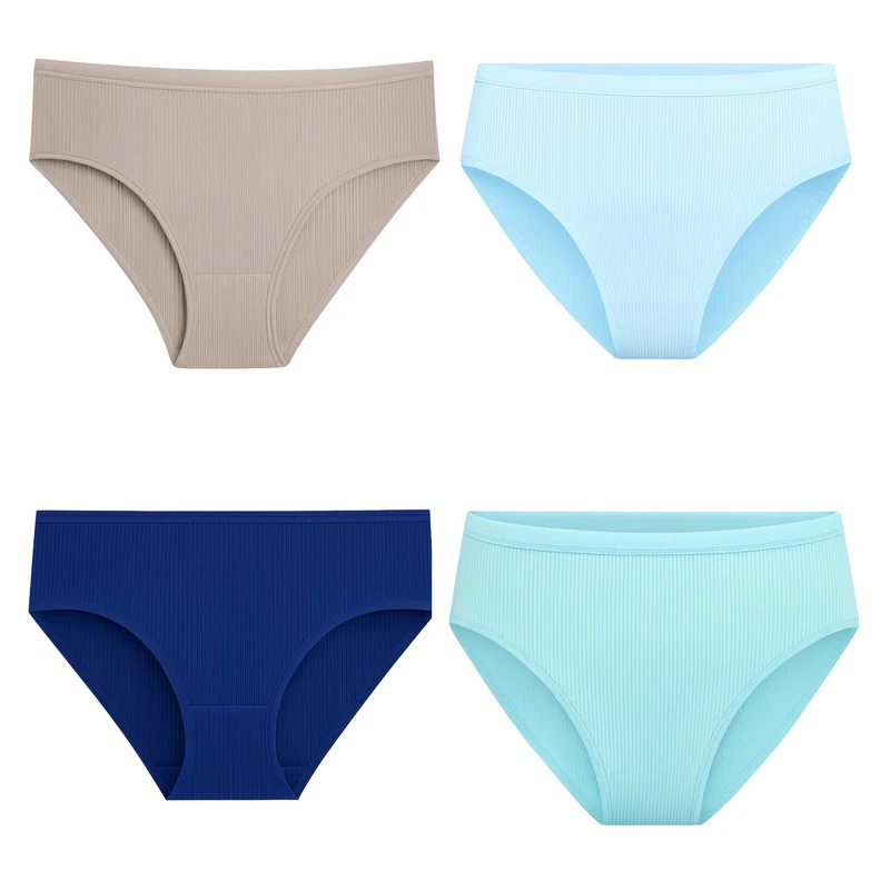 شورت زنانه مدل نخی ضد حساسیت طرح کبریتی مجموعه 4 عددی