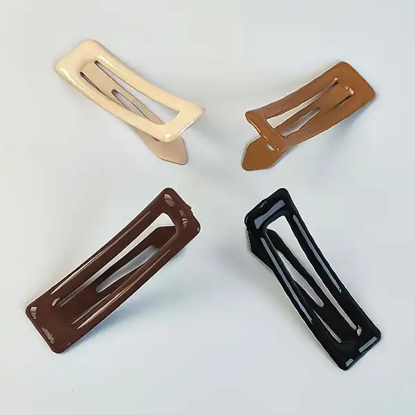 گیره مو زنانه مدل تق تقی براق مستطیلی کد 4045 بسته 4 عددی