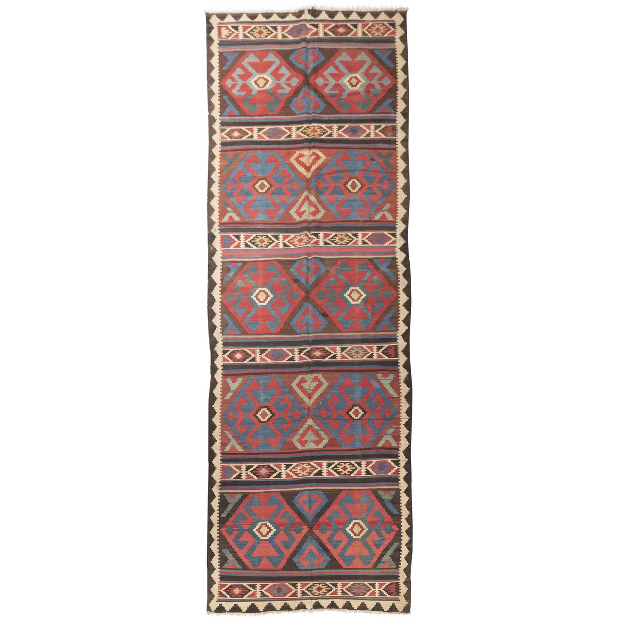 گلیم دستباف قدیمی کناره طول چهار متر سی پرشیا کد 187370