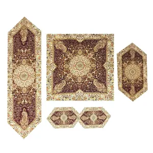 ست 5تکه رومیزی ترمه سنتی عقیق یزد طرح افشاری کد ZERSH