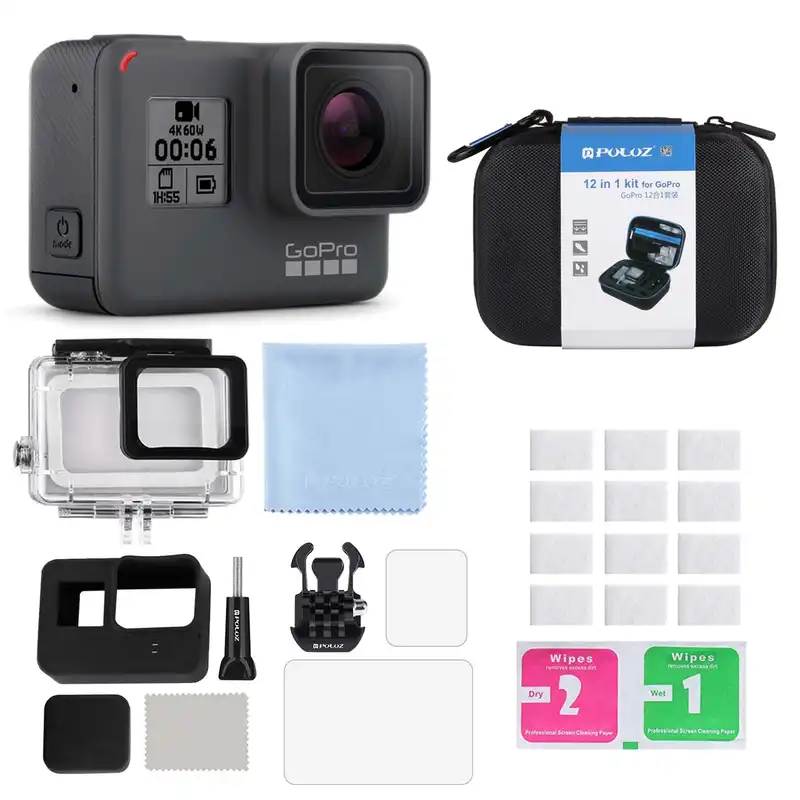 مجموعه دوربین فیلم برداری ورزشی گوپرو مدل HERO5 Black Quick Stories همراه با کیف لوازم جانبی 12 تکه