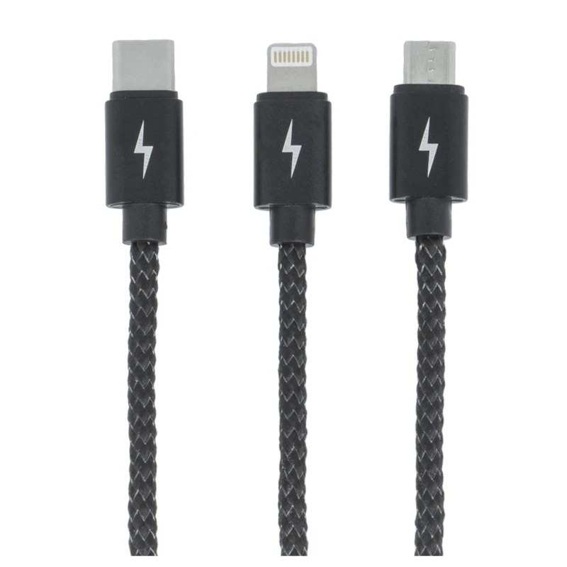 کابل تبدیل USB به لایتنینگ/microUSB/USB-C دیویا مدل PHEEZ طول 1.0 متر