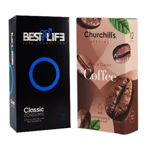 کاندوم چرچیلز مدل Coffee بسته 12 عددی به همراه کاندوم بست لایف مدل Classic بسته 12 عددی