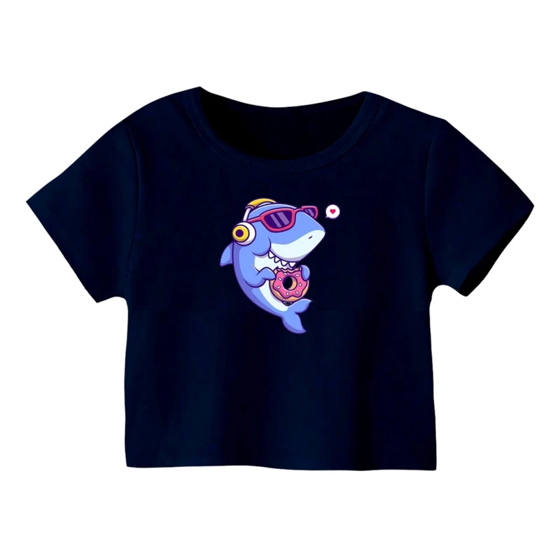 کراپ‌ تی‌شرت آستین کوتاه زنانه مدل کوسه کد 2