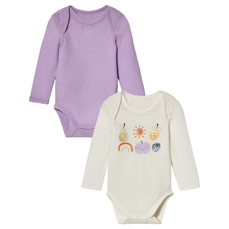 بادی آستین بلند نوزادی لوپیلو مدل رنگین کمان مجموعه 2 عددی