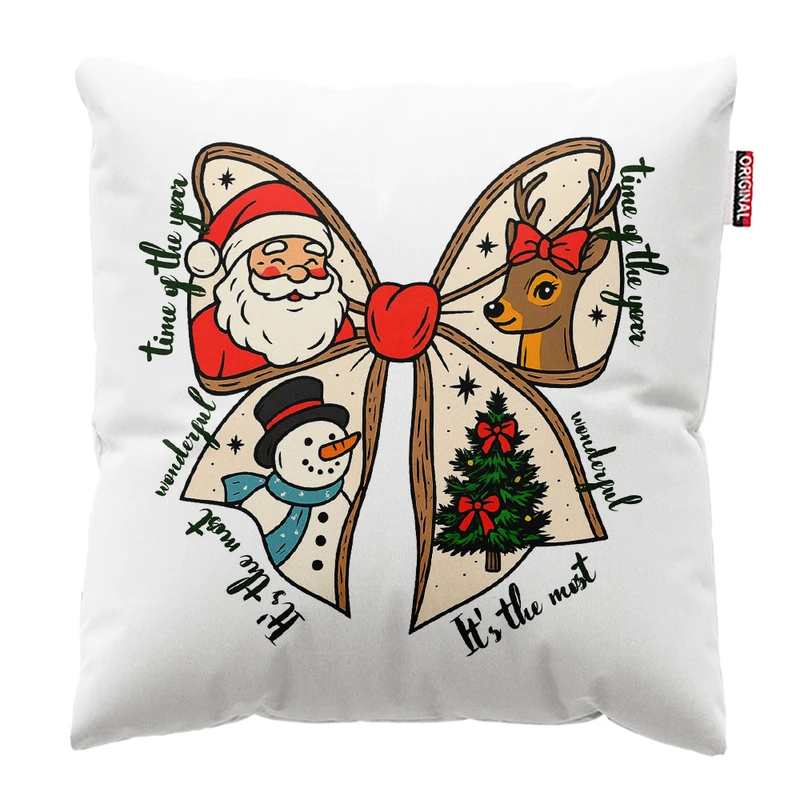 کوسن پاد آفرین مدل کریسمس طرح بابانوئل کاج گوزن آدم برفی کد PK302647 سایز 30*30 سانتی متر