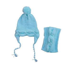 ست کلاه و شال گردن بافتنی بچگانه مدل برگ