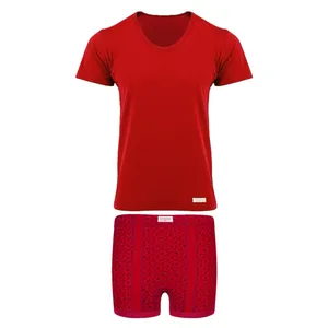 ست شورت و زیرپوش مردانه پنبینه مدل نخ پنبه خالص صادراتی طرح ترمه