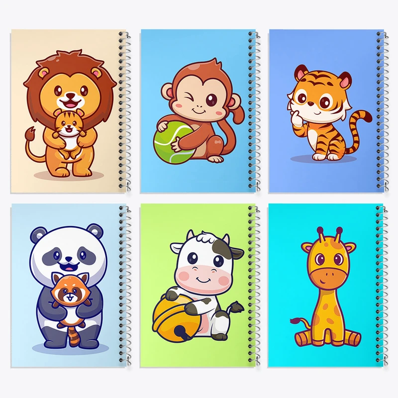 دفتر نقاشی 50 برگ خندالو طرح حیوانات بامزه کد 435 مجموعه 6 عددی