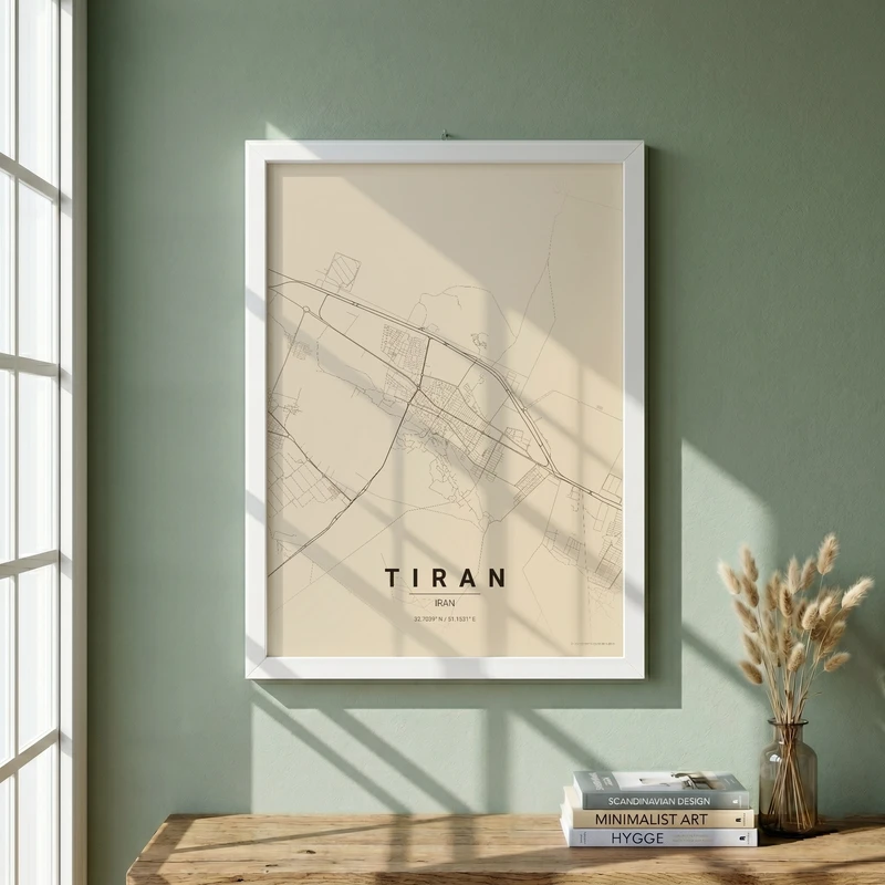 تابلو طرح نقشه شهر تيران مدل G19292 فریم سفید