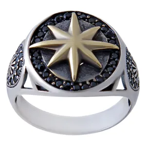 انگشتر نقره مردانه بازرگانی میلادی مدل رکاب ترک وارداتی رنگ ثابت کد AM_0367