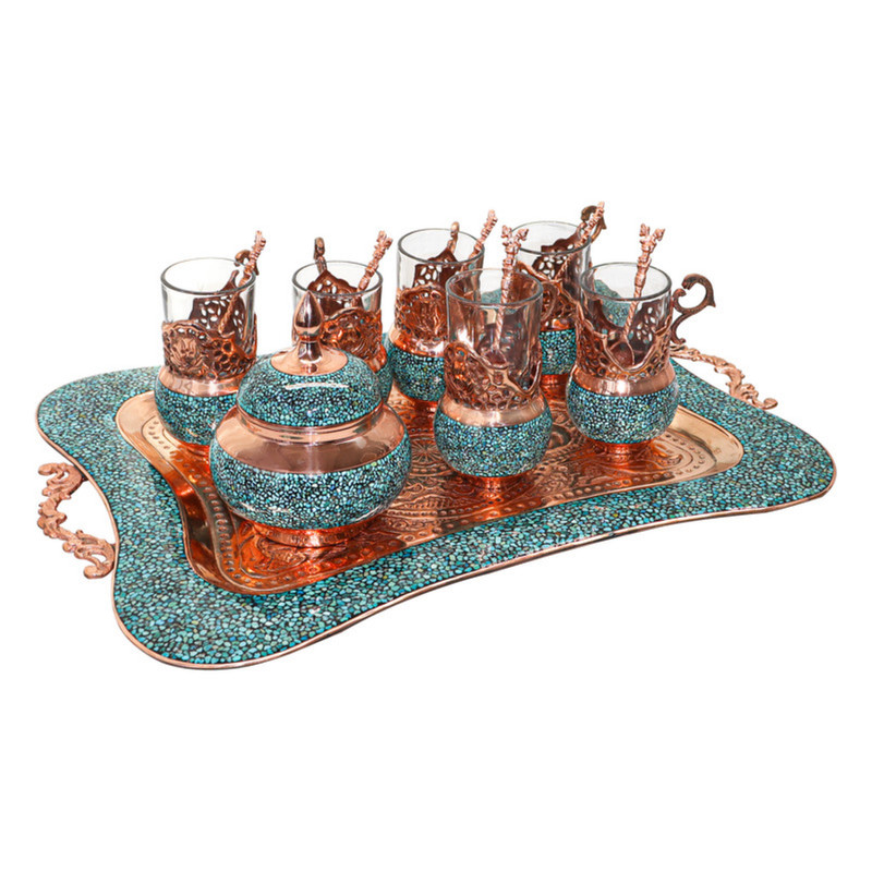 سرویس چای خوری فیروزه کوبی 8 پارچه کد f00