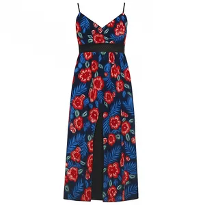 پیراهن ساحلی یقه هفت زنانه مدل گلی