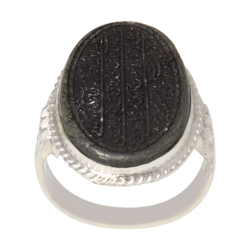 انگشتر نقره مردانه بازرگانی میلادی مدل سنگ حدید کد AM_2293