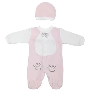 ست سرهمی و کلاه نوزادی دخترانه طرح خرگوش کد 3127