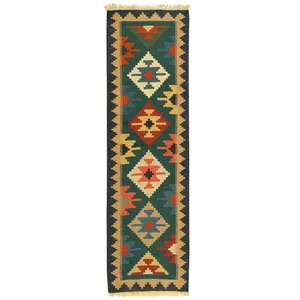 گلیم دستبافت کناره طول دو متر مدل قشقایی کد 997189