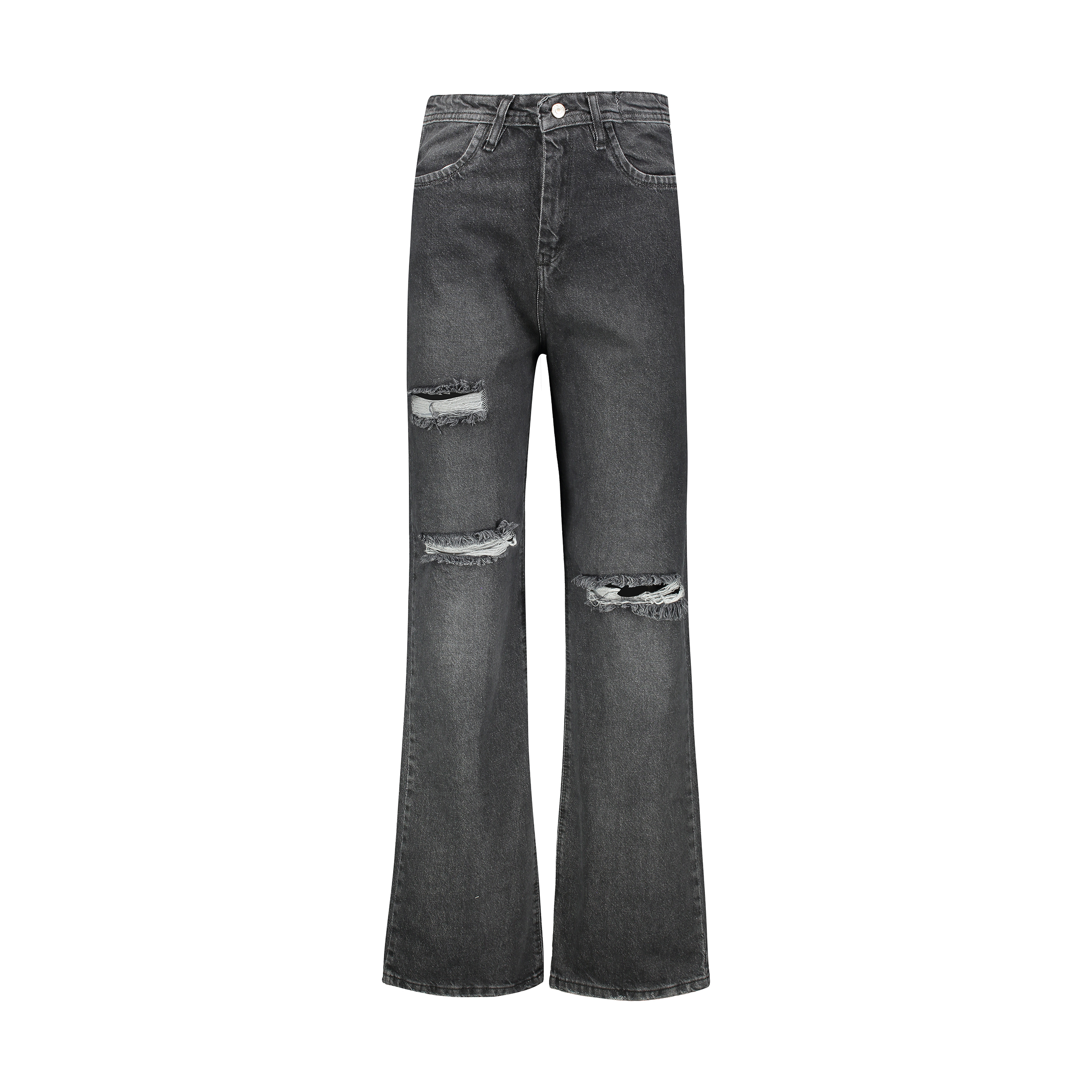 شلوار جین زنانه مدل ویتالیت مدل بگ زغالی زاپدار