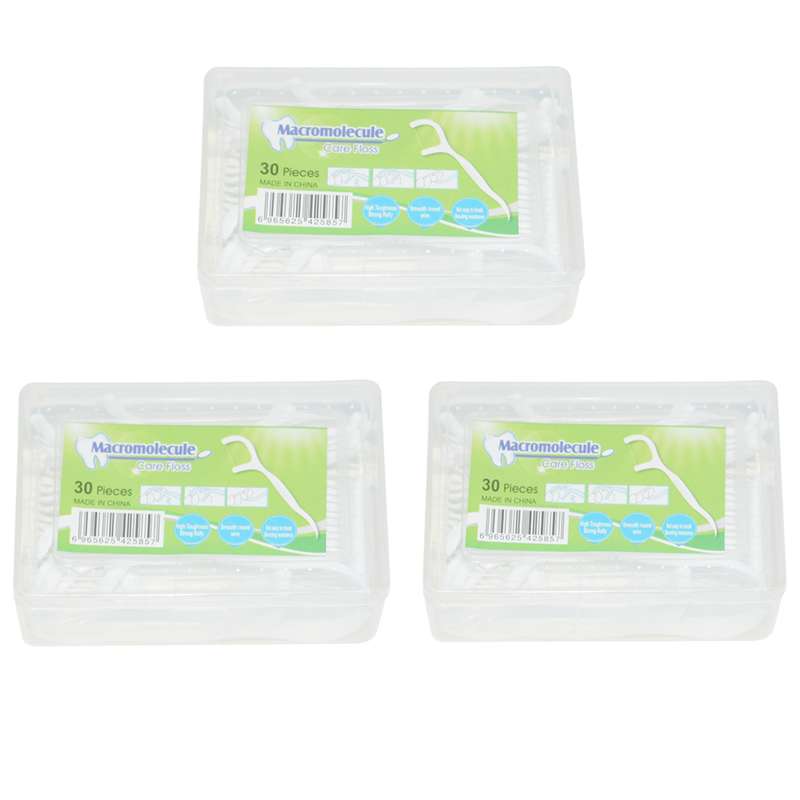 نخ دندان ماکرو مولکول مدل Care Floss سه بسته 30 عددی