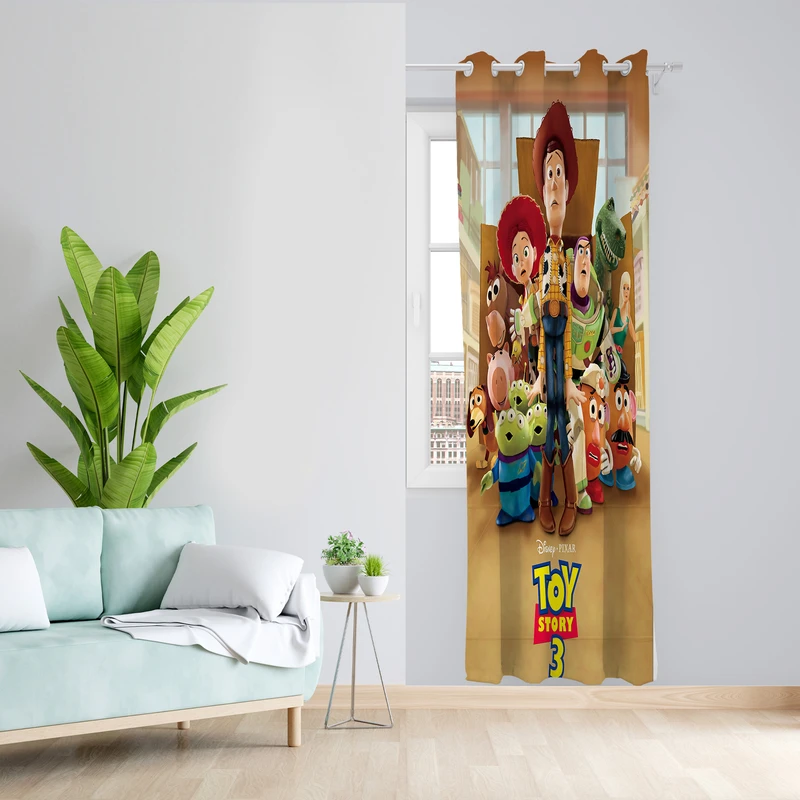 پرده طرح کارتون اسباب بازی ها مدل مخمل پانچی کد L 915 Z سایز 140x200 سانتی متر