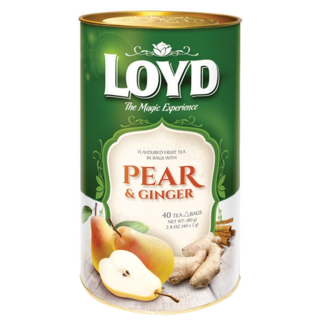 دمنوش گیاهی لوید مدل گلابی و زنجبیل مقدار 80 گرمی