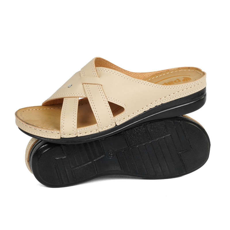 دمپایی زنانه پاپا مدل سانیا رنگ کرم