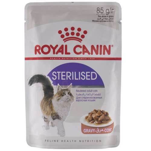 غذای پوچ گربه بالغ عقیم شده رویال کنین مدل STERILISED وزن 85 گرم