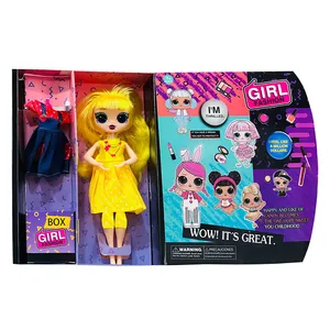 ست هدیه عروسک مدل  Gril Fashion طرح مو بور کد Xf925 ارتفاع 24 سانتی متر 