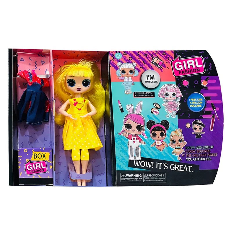 ست هدیه عروسک مدل  Gril Fashion طرح مو بور کد Xf925 ارتفاع 24 سانتی متر 