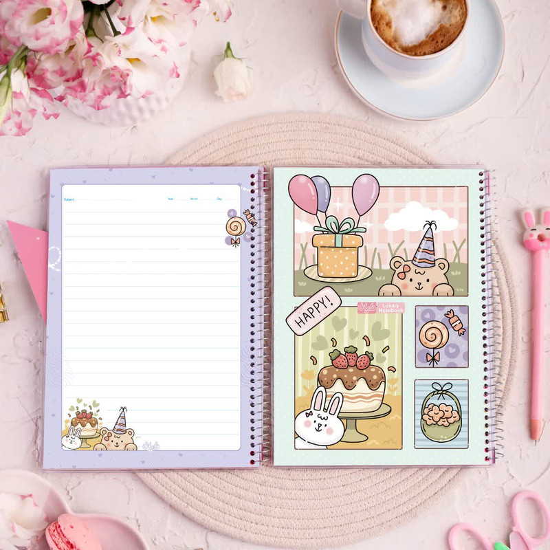 دفتر ۵۰ برگ دایان مدل گرلیش حاشیه دار کد ۶۴۹۴۱ بسته ۴ عددی