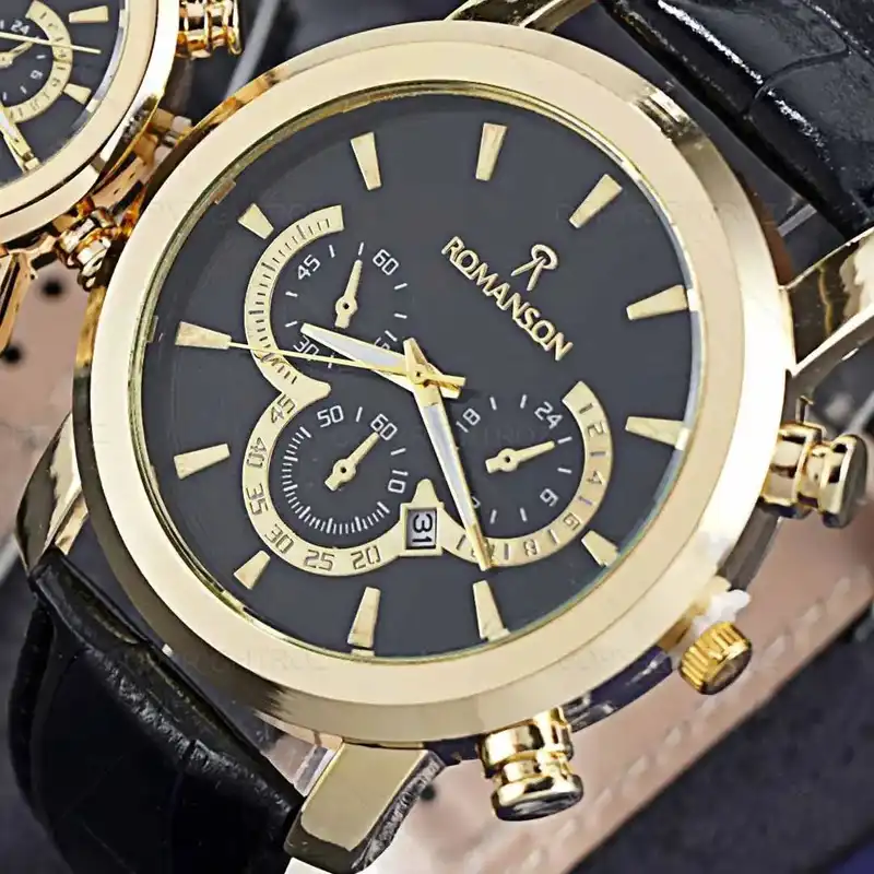 ست ساعت مچی عقربه ای زنانه و مردانه مدل تک موتور ساده چرمی 010