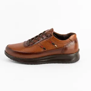 کفش روزمره مردانه آذر پلاس مدل سناتور بنددار رنگ عسلی