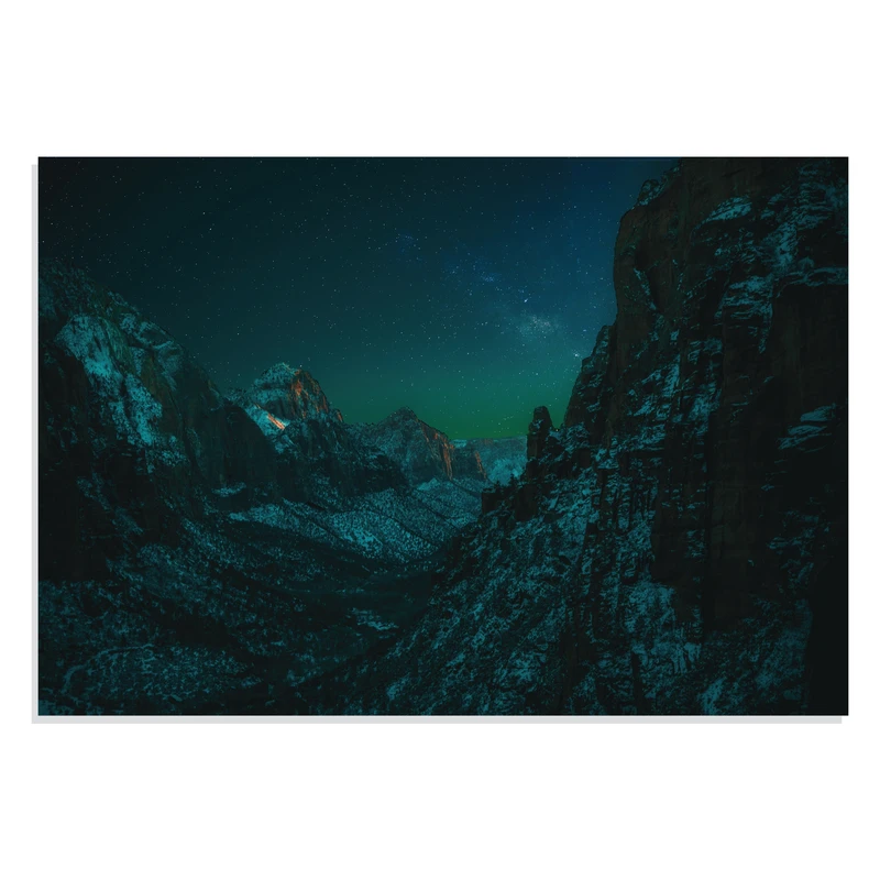 پوستر طرح منظره شب کوهستان جنگلی Landscape Forest Mountains in Night Sky مدل NV0815