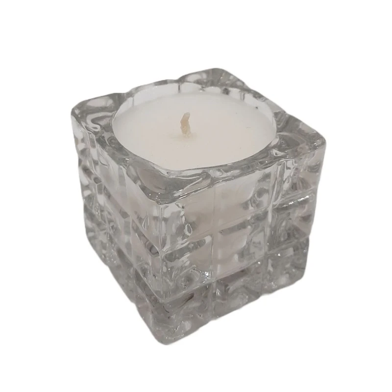 شمع دست ساز مدل مکعب شیشه ای مات