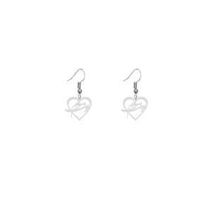 گوشواره نقره زنانه هایکا طرح دوستت دارم  مدل n.ha589