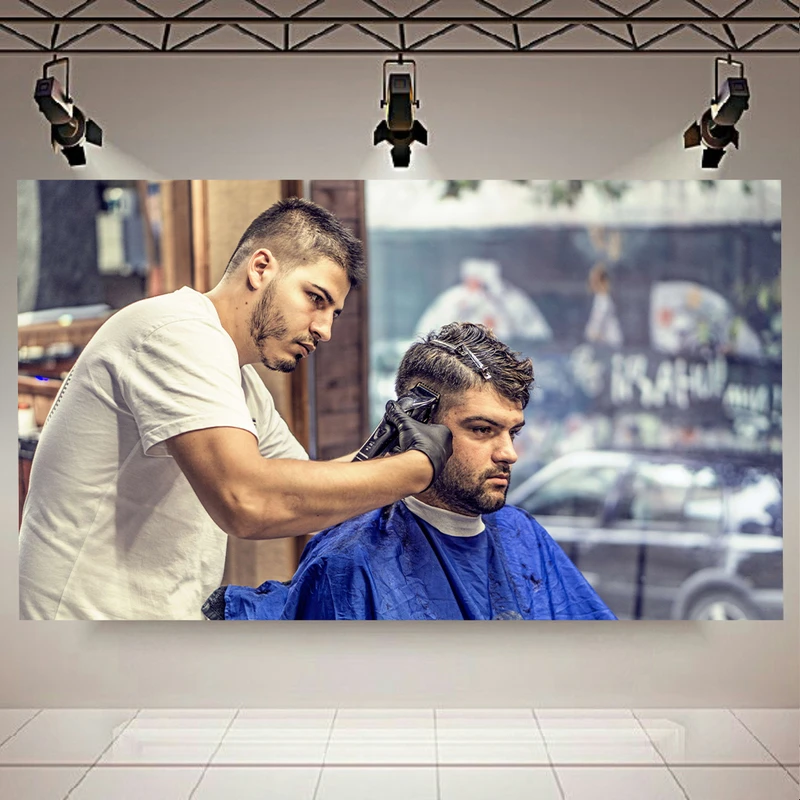 تابلو بوم طرح مخمل مدل آرایشگاه مردانه کد AR30780