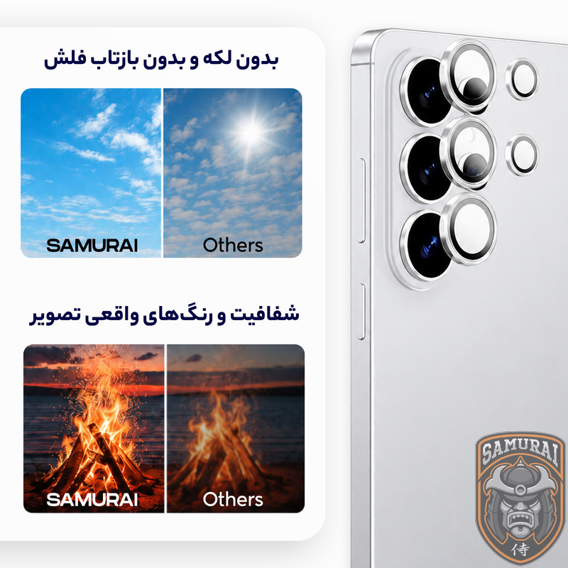 محافظ لنز دوربین شیشه‌ای سامورایی مدل Vision مناسب برای گوشی موبایل آنر 600 Pro