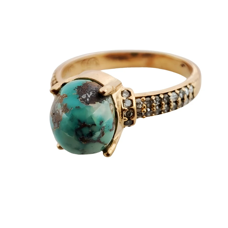 انگشتر زنانه مدل طلا روس فیروزه اصل qp38