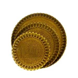 سینی برنجی مدل قلم کاری کد 3869 مجموعه 3 عددی