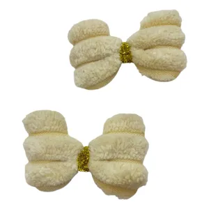 گیره مو دخترانه مدل انبری پاپیون خزدار نرم کد N03 بسته 2 عددی