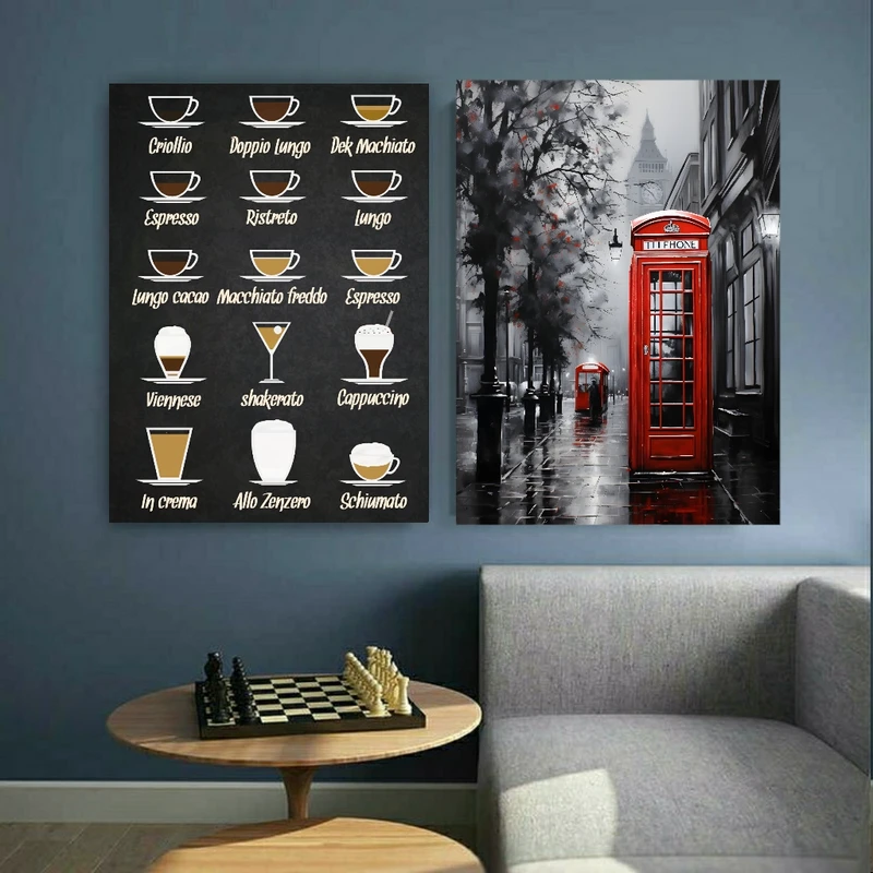  تابلو بوم طرح مخمل مدل کافی و خیابان های پاریس کد GR1043 مجموعه دو عددی 