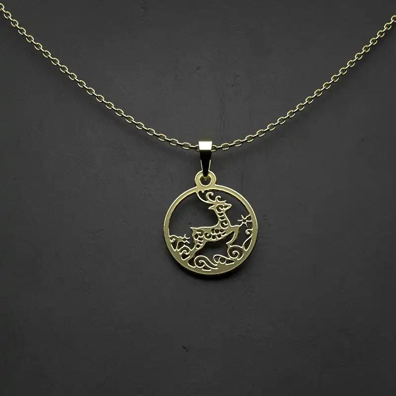 گردنبند طلا 18 عیار زنانه مدوپد مدل  طرح گوزن کریسمس کد NN1202