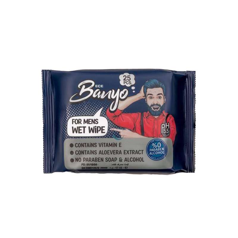 دستمال مرطوب بانیو مدل ece بسته 25 عددی