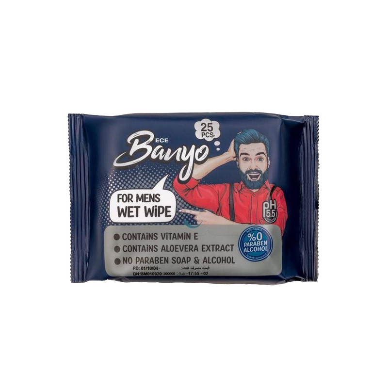دستمال مرطوب بانیو مدل ece بسته 25 عددی