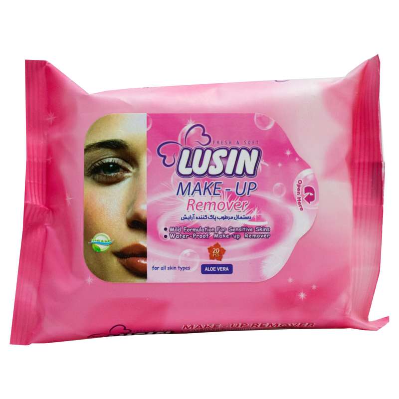 دستمال مرطوب پاک کننده آرایش لوسین مدل AloeVera بسته 20 عددی