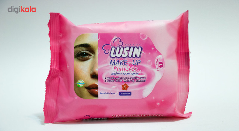 دستمال مرطوب پاک کننده آرایش لوسین مدل AloeVera بسته 20 عددی