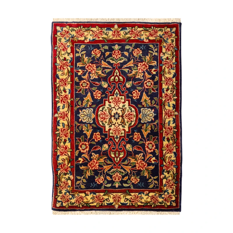 فرش دستبافت نیم متری طرح بیجار کد 97P602 زمینه سرمه ای