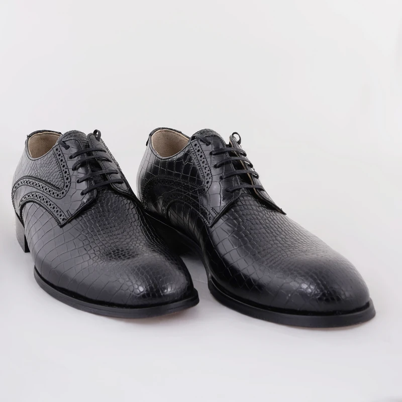 عکس شماره 5 : کفش مردانه کرمانی مدل تمام چرم طبیعی کروکو دستدوز کد 1074