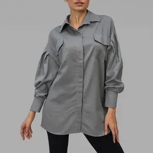 شومیز آستین بلند یقه برگردان زنانه مدل 10080