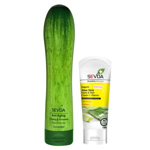 ژل آبرسان سودا مدل لیفتینگ خیار حجم 250 میلی لیتر به همراه کرم مرطوب کننده سودا مدل آلوئه ورا و ویتامینه حجم 75 میلی لیتر